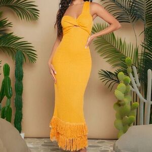 Yellow Fringe Maxi Dress
